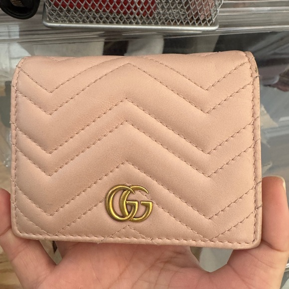 Gucci GG Marmont Pink Quilted Leather Bifold Wallet/ Card Case - Picture 13 of 13
